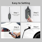 Level 2 & Level 1 EV Charger for Tesla Mobile Charging,16A,ETL Certified with 25ft Extension Cable,NACS Connector,NEMA 6-20P to 5-15P Adapter,Electric Car EV Charger for Tesla Model Y/X/3/S