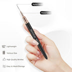 5PCS Nail Art Brushes Set with Pink Leather Case，【Metallic Material】 【Various Size】 【Light Weight】Nail Brush， Nail Brushes for Nail Art，Size：5mm,8mm,12mm,20mm,25mm, Purple