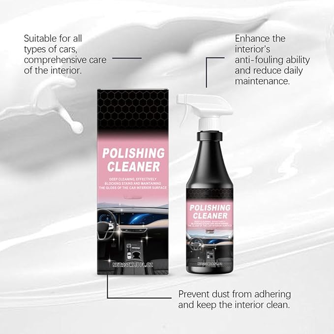 Car Interior Care & Cleaner Spray, 2026 New Polishing Cleaner Ca𝐫 Interior, 237ml Deep Cleaning Spray, C𝐚r I𝐧t𝐞ri𝐨r 𝐂l𝐞a𝐧e𝐫 for Dashboards, Seats (1pcs)