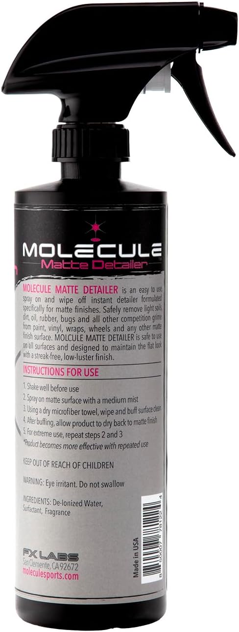 Molecule Matte Detailer Spray | Premium Vehicle Care | Streak-Free, Soil Resistant Surface Protection | Cleans Matte Vehicle Paint, Vinyl, Wheels, and Other Matte Finish Surfaces | 16 Ounce