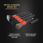 Car Drill Brush, Drill Brush Attachment SPTA 5Pcs Detachable Car Care Detailing Brush Set Soft No Scratch Boar Hair Detail Brush Car Care Detail Brush for Air Vent Automotive Interior Exterior -DF075