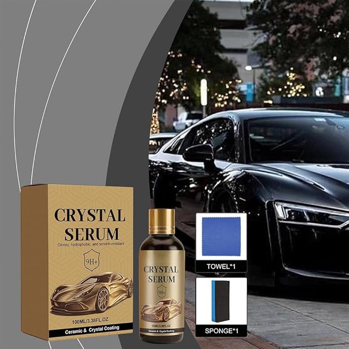 Crystal Serum, Ceramic Coating for Cars, 3.38FL.OZ 9H Nanotechnology Paint Protection Kit, Advanced Crystal Serum for High Gloss Shine & Hydrophobic Water Beading (2pcs)