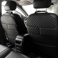 2 Pack Luxury PU Leather Car Seat Back Protector, Waterproof Kick Mats for Kids, No-Sag Backseat Organizer with Sleek Storage Pockets, Easy to Clean Auto Interior Accessories for SUV & Sedan (Black)