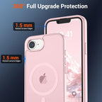 SUPFINE Magnetic for iPhone 17e Case/iPhone 16e Case with Screen Protector (Compatible with MagSafe) (Military Grade Drop Protection) Translucent Matte Shockproof Phone Cover,Light Pink