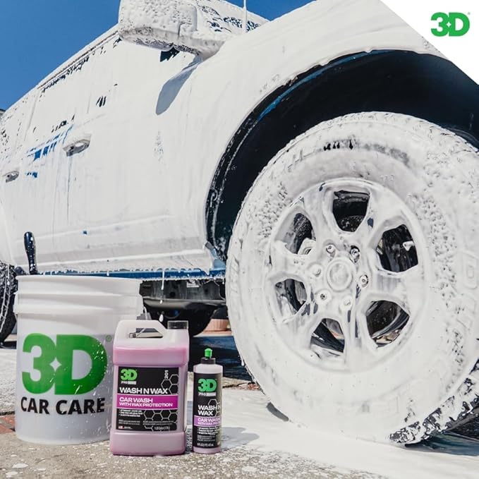 3D Wash N Wax Car Wash Soap - pH Balanced, Easy Rinse, Scratch Free Soap with Wax Protection - 16oz.