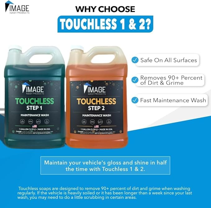 Image Wash Touchless Foam Cannon Kit, 2-Step Touchless Wash System with Dual Foam Cannons, Safe for Polished Aluminum, Wax & Ceramic Coatings, Biodegradable, 128 fl oz