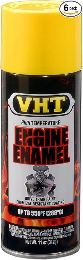 VHT (ESP128007-6 PK) Gloss Yellow High Temperature Engine Enamel - 11 oz. Aerosol, (Case of 6)
