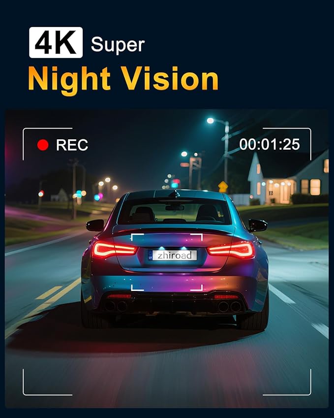 4K Dash Cam Front, Dash Camera for Cars 5Ghz WiFi/APP Control, 64GB Card Included, 2.99'' IPS Screen, 2160P Car Dashcam, Night Vision, 24H Parking Monitor, Loop Recording, G-Sensor, Max Support 256GB