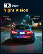 4K Dash Cam Front, Dash Camera for Cars 5Ghz WiFi/APP Control, 64GB Card Included, 2.99'' IPS Screen, 2160P Car Dashcam, Night Vision, 24H Parking Monitor, Loop Recording, G-Sensor, Max Support 256GB