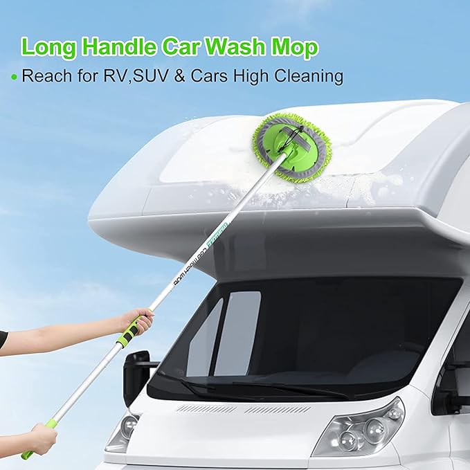 Wontolf Car Wash Kit, Car Cleaning Kit with Long Handle Car Wash Brush, Car Wash Soap, Interior Cleaner, Wheel Cleaner, Window Squeegee, Car Interior Detailing Kit for Cars Trucks RVs SUVs