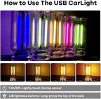 4Pcs Car USB Night Light, Touch Adjustment LED Ambient Lighting Plug in USB Automotive Night Lamps, Mini LED Bulb for Car, Camping, Holiday, Decoration, Bedroom, Party(Yellow)