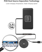 Wireless Car Charger Qi Charging Pad Fast 15W 10W 7.5W Charge Adapter for iPhone 14 13 12 Mini 11 Pro Max 8 Plus X XR Xs Airpods Samsung Galaxy Buds S21 S22 S23 S24 Android Phones (39' Long Cable)