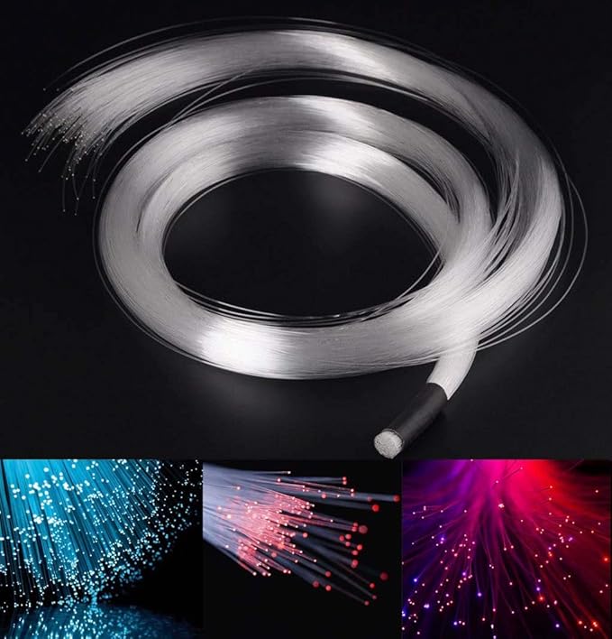 AZIMOM End Glow Fiber Optic Cable, PMMA 150pcs 0.03in 6.5ft Fiber Strands Lights Roll 0.75mm 2Meter Starlight Headliner Strings Star Sky Roof Ceiling Decoration