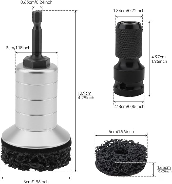 Wheel Hub Resurfacing Kit, Brake Hub Cleaning Tool with 10 Pads, Wheel Stud and Hub Cleaner Fits Power Drill or 1/2" Impact Driven Wrenches, Quick Rust Removal for Lug Studs and Rotors (Alloy Silver)