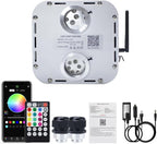 AKEPO 32W Dual-Head Twinkle Fiber Optic Light Engine Replacement, Car Home Twinkle Light Box with APP Control and Music Activated Function for Headliner Stars