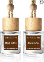 C Classy Hanging Car Air Freshener 2 Pack, Black Coffee Essential Oil Diffuser, Long-Lasting Fragrance, Cute Glass Bottle Car Accessories for Women & Men, Made in USA