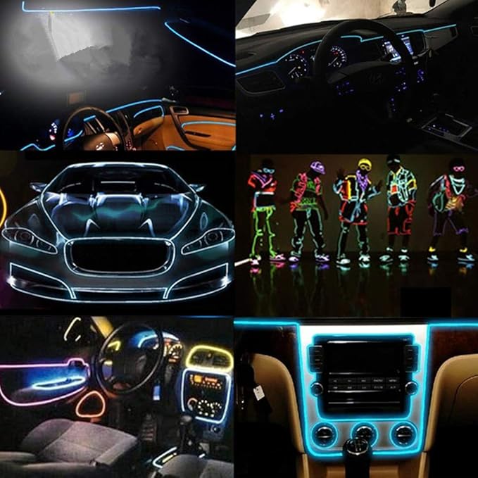 ABALDI El Wire Neon Light, Car Interior LED Lights for Xmas Halloween Christmas Car Interior Decoration(3m/9ft, Purple)