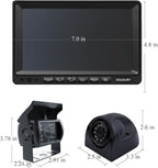 RV Backup Camera System with 7'' Quad Split 1080P Monitor for Truck Trailer Semi Camper Bus & 4 AHD Rear Side View Camera with DVR Record Function IP69 Waterproof Night Vision Avoid Blind Spot DOUXURY