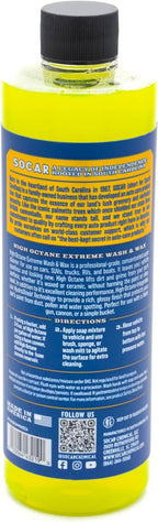 Socar Chemical High Octane (16 oz) - Ceramic Wash & Wax Car Soap – High Foam pH Neutral Car Shampoo with SiO2 Protection – Hydrophobic Shine, Scratch-Safe, Foam Cannon & Bucket Wash