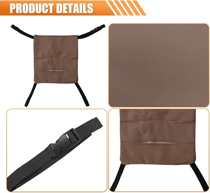 Car Handbag Holder Between Seats, Luxury Leather Car Purse Holder with Tissue Box, Multi-Pocket Large Capacity Storage Bag, Hanging Auto Organizer Pets Kids Barrier for Safe Driving (Brown)