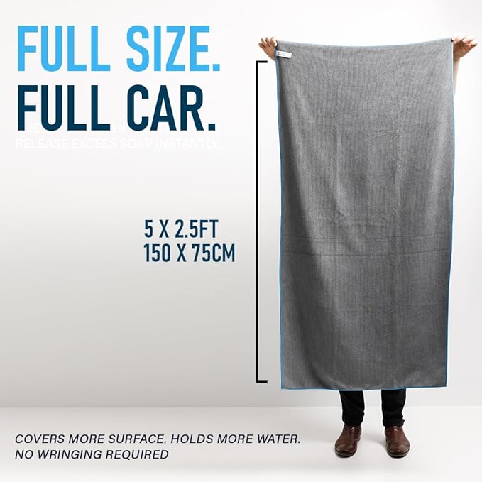 Rapid Dry Towels Original 2.0 Microfiber Car Drying Towel | 150 x 75cm | Extra Large Channel Weave Drying Cloth | Ultra Absorbent, Scratch-Free, Auto Detailing Towel for Cars SUVs Trucks & Boats