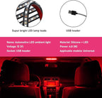 Car LED Strip Light, 24 LEDs RGB Neon Interior Atmosphere Lights, 12V Under Dash Ambient Night Light, USB Port Auto Interior Decorative Lamp, Universal Car Accessories (Red)