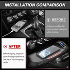 Wireless Car Charger for Ford Mustang 2015 2016 2017 2018 2019 2020 Center Console Accessory Panel, 15W Fast Charging Phone Charger Pad with QC3.0 USB Port for iPhone Galaxy Any Qi Phone