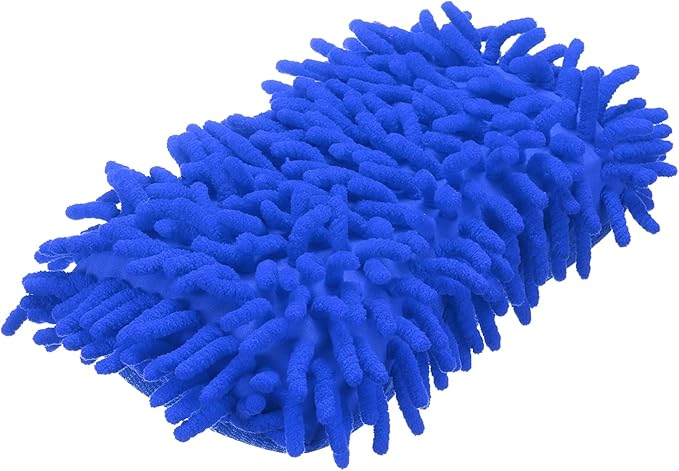 HARFINGTON Car Wash Sponge 8.7" x 4.3" Chenille Microfiber Mitt Scratch-Free Absorbent Scour Scrubber Cleaning Sponge for Washing Detailing on Cars, Trucks, SUV, Boats, RVs, Dark Blue