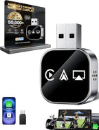 2026 Upgraded 3-in-1 Wireless CarPlay Adapter for iPhone & Android Auto, 5.8G WiFi No-Lag Dongle, Wired to Wireless Converter with Mirror Link 4K Streaming, Fits 98% Cars (USB-A/C)