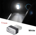 1/4/10 PCS USB LED Light Car Interior Styling Atmosphere Decorative Lamps Mini Universal Portable Ambient Lighting Kit Red Bule(1 PCS_White)
