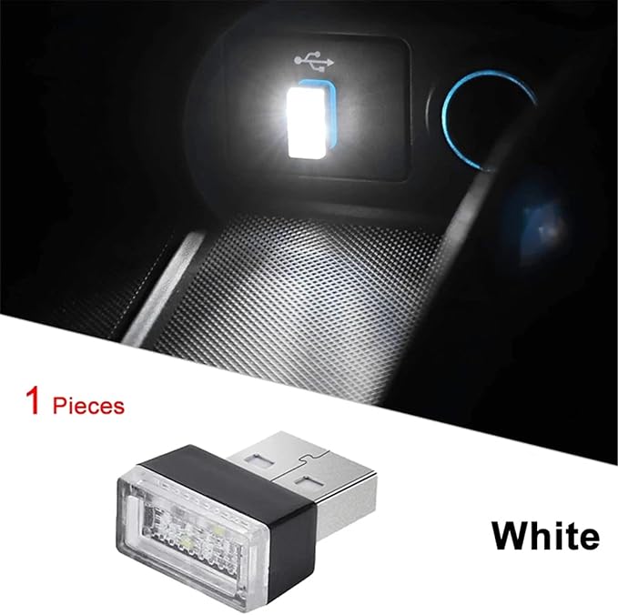 1/4/10 PCS USB LED Light Car Interior Styling Atmosphere Decorative Lamps Mini Universal Portable Ambient Lighting Kit Red Bule(10 PCS_White)