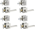 Cielsa Dawn Exterior Door Lock Set with Deadbolt, Keyed Alike Heavy Duty Privacy Handles Locksets, (4Pack-Set,Satin Nickel)