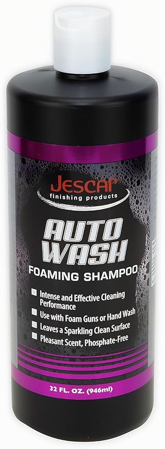 Jescar Auto Wash Shampoo - 32oz - PH-neutral car wash soap for ultimate paint protection, Use in Foam Cannon, foam Guns, & 5 Gallon Bucket. Safe for Cars, Trucks, Motorcycles, RVs & More.