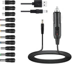 12V Car Charger(Max 10A) + 5V DC Power Cable,with 11 Connectors for DVD Player,Camera,GPS,Bluetooth Speakers,Shaver Fans