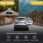 Fitcamx Front 2K+Rear 1080P Dash Cam Adapts for Toyota Corolla Cross 2023-2026 Hybrid (NOT Corolla), OEM Style, Dual HD Video, Built-in WiFi & APP, Loop Recording, G-Sensor, Easy to Use, 64GB Card