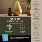 100% Pure Copaiba Essential Oil - 0.34 Fl Oz - Copaiba Oil for Hair, Skin, Diffuser, Aromatherapy & DIY Candle Making Scent
