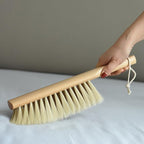 Soft Bristle Hand Broom Wooden Handle Foxtail Bench Brush for Furniture Bed Sofa Fireplace Ash Cleaning, 14 Inch Long (2pcs Yellow)