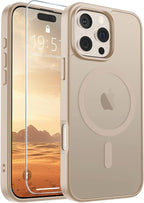 SUPFINE Magnetic for iPhone 16 Pro Max Case(Compatible with MagSafe)(Military Grade Drop Protection) Slim Translucent Matte Shockproof with Anti-Fingerprint Phone Case,Desert Gold