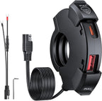 EXTRACTME Motorcycle Phone Charger, Ultra-Narrow Dual USB Type C 30W PD & Quick Charge 3.0 Motorcycle USB Charger, Waterproof Motorcycle USB Port for Phone, Tablet, GPS (Only 0.51 in Wide), Black