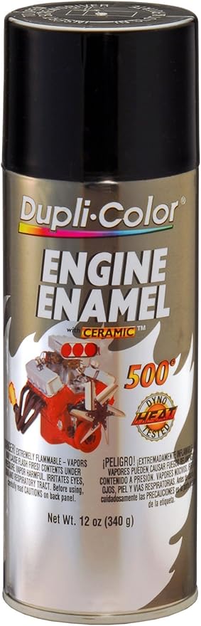 Dupli-Color (DE1613-6 PK Gloss Black Engine Enamel with Ceramic - 12 oz. Aerosol, (Case of 6)