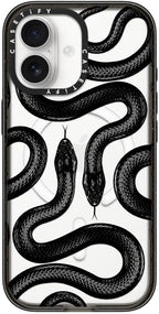 CASETiFY Impact iPhone 17 Case [Slim/Compatible with Magsafe / 8.2 ft. 4X Military Grade Drop Protection] - Black Kingsnake - Clear Black