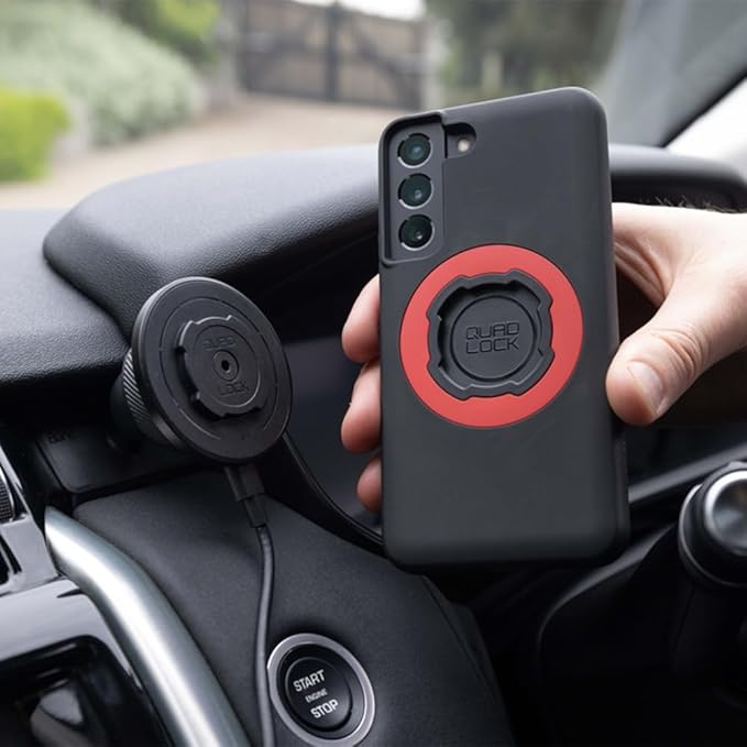 Quad Lock Adhesive Dashboard/Console Car Phone Holder Kit with MAG Wireless Charging Head V2 and MAG Phone Case for iPhone 14 Plus