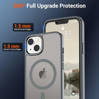 SUPFINE Magnetic for iPhone 15 Plus Case & iPhone 14 Plus Case(Compatible with MagSafe) (Military Grade Drop Protection) Slim Translucent Shockproof with Anti-Fingerprint Phone Case,Gray