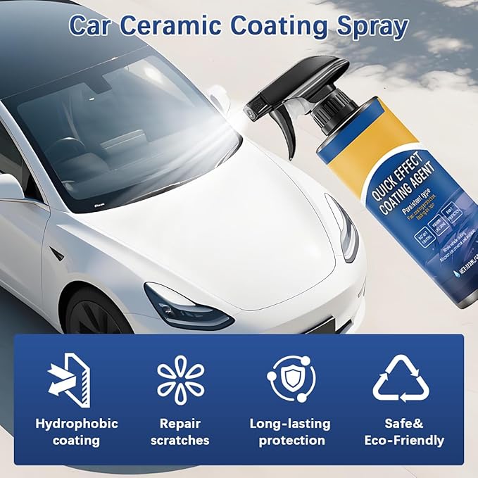 Car Coating Agent Spray, 3 in 1 High Protection Vehicle Quick-Acting Coating Agent Spray, Multifunctional Automotive Scratch Wax Polish Waterless Wash, Universal for SUV RV Truck