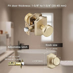 6 Pack Pismo Doorknobs for Hall, Gold Interior Door Knobs with Camelot Trim, Satin Brass Interior Door Handles