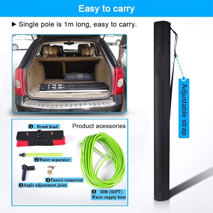 Extendable Window Cleaning Pole 3-12M with Water Fed Telescopic Brush – Ideal for Conservatory Roofs PV & Solar Panel Cleaning 8M Reach 30Cm Brush Head for Effortless Access