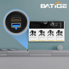 BATIGE USB 3.0 & HDMI to HDMI + USB 3.0 Car Mount Flush Cable, Alloy Shell Dash Panel Extension Cable with LED Indicator for Car Boat Motorcycle 1ft