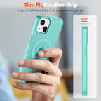 SUPFINE Magnetic for iPhone 15 Case (Compatible with MagSafe) (Military Grade Drop Protection) Slim Translucent Matte Shockproof with Anti-Fingerprint Phone Case, Blue Green