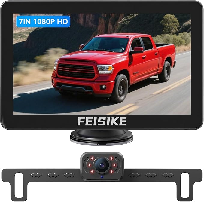 Backup Camera with IR Night Vision, 7 Inch 1080P HD Rear View Camera, Plug-Play, DIY Guide Lines, 150° Wide Angle, Back up Camera Systems for Truck Cars Pickups SUV Van