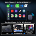 CarlinKit CarPlay Ai Box Magic Box Android 13.0 System Wireless CarPlay Adapter Android Auto Support Netflix YouTube Google GPS+Glonass 4GNetwork.for iPhone & Android Phone,Wired to Wireless,8GB+128GB